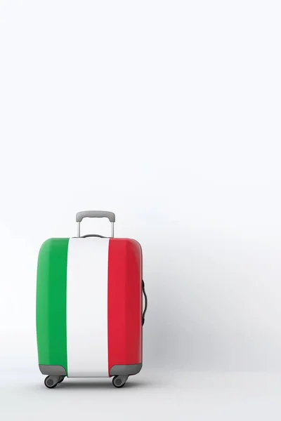 Valigia da viaggio con la bandiera italiana. Destinazione turistica. Render 3D — Foto Stock