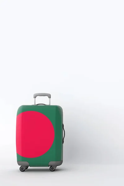 Reser resväska med flaggan i Bamgladesh. Semestermål. 3D render — Stockfoto