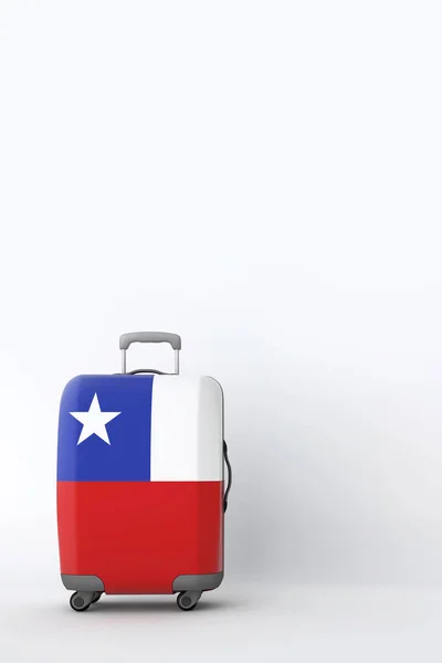 Mala de viagem com a bandeira do Chile. Destino de férias. Renderização 3D — Fotografia de Stock