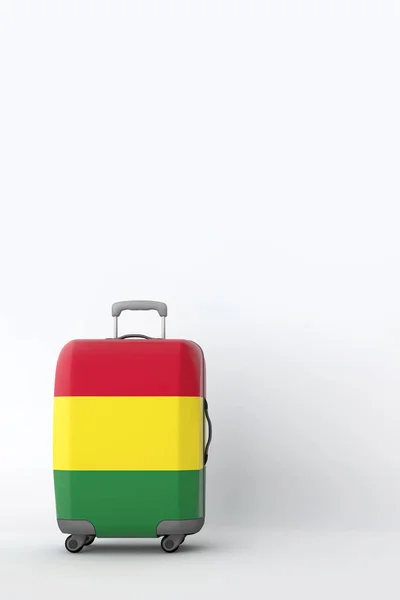 Valise de voyage avec le drapeau de la Bolivie. Destination de vacances. Expéditeur 3D — Photo