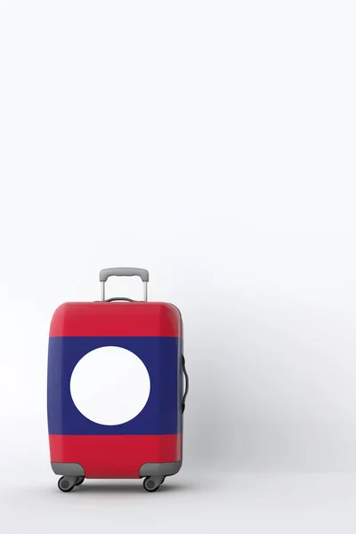 Podróży walizka z flagi Laosu. Miejsce na wakacje. 3D render — Zdjęcie stockowe
