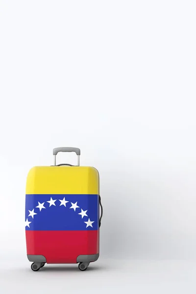 Travel suitcase with the flag of Venezuela. Holiday destination. 3D Render — Stock Photo, Image