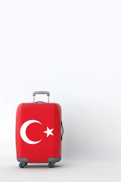 Mala de viagem com a bandeira da Turquia. Destino de férias. Renderização 3D — Fotografia de Stock