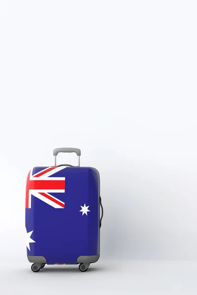 Podróży walizka z flaga Australii. Miejsce na wakacje. 3D render — Zdjęcie stockowe