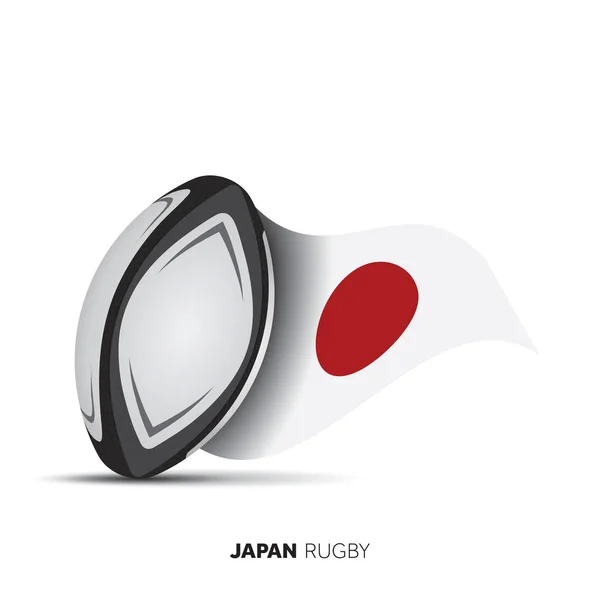 Bola de rugby bandeira nacional do Japão . — Vetor de Stock