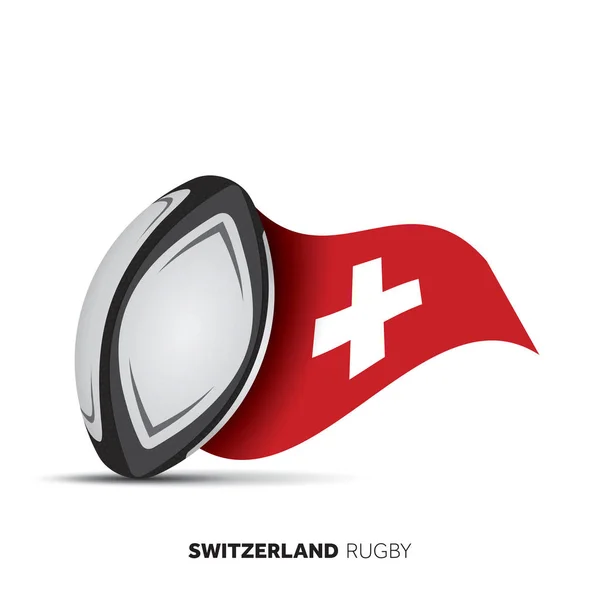 Suíça bola de rugby bandeira nacional . — Vetor de Stock