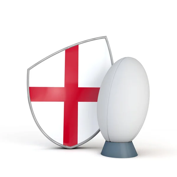 England rugby vlagpictogram van het schild met rugbybal. 3D render — Stockfoto