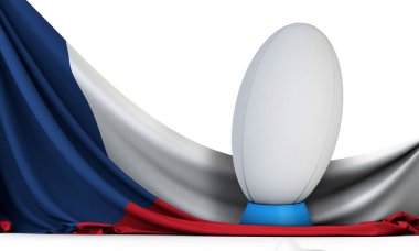 Çek Cumhuriyeti bayrağı ile rugby topu spor. 3D render