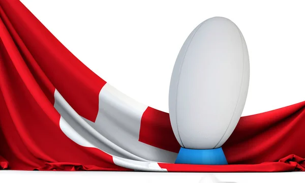 Bandera de Suiza con pelota deportiva de rugby. Renderizado 3D — Foto de Stock