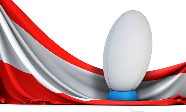 Bandera de Austria con pelota deportiva de rugby. Renderizado 3D — Foto de Stock