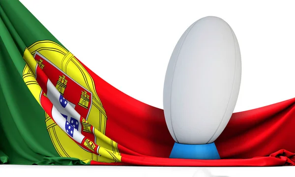 Португальский флаг со спортивным мячом. 3D рендеринг — стоковое фото