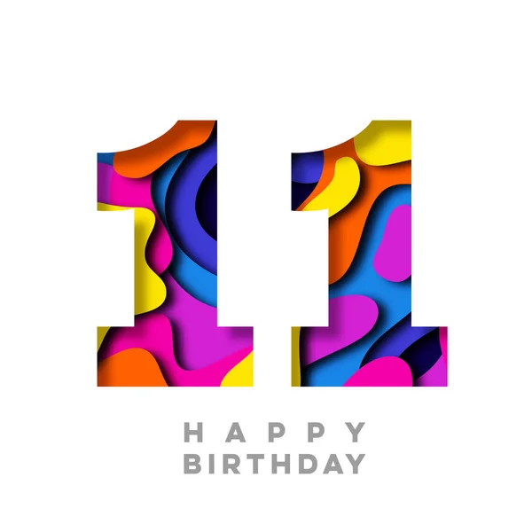 Numero 11 Buon compleanno carta colorata ritagliare il design — Foto Stock