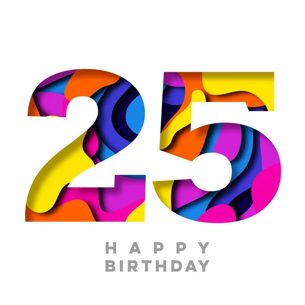 Número 25 Feliz Aniversário papel colorido cortado design — Fotografia de Stock