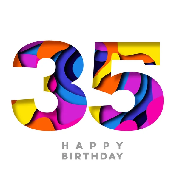 번호 35 생일 다채로운 종이 디자인을 잘라 — 스톡 사진