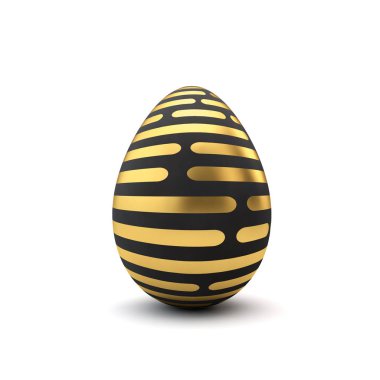 Altın ve siyah model lüks Paskalya yumurtası. 3D render