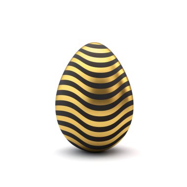 Altın ve siyah model lüks Paskalya yumurtası. 3D render