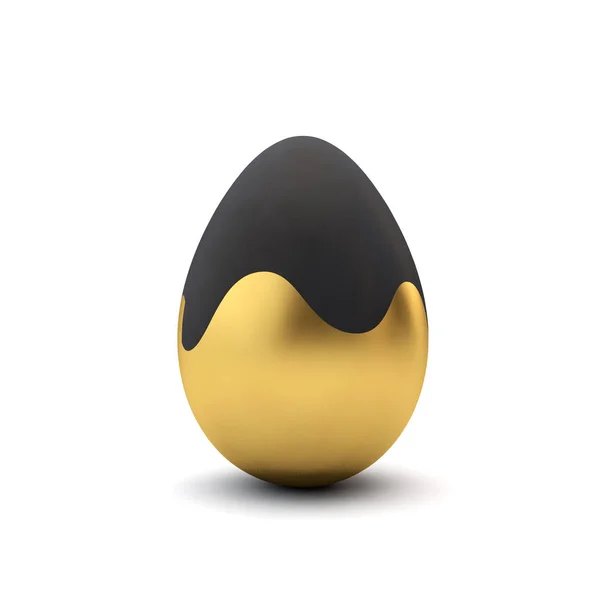 Zlatá a černá vzor Luxusní velikonoční vajíčko. 3D vykreslování — Stock fotografie