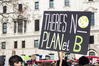 Londra, İngiltere - 15 Şubat 2019: Protestocular Mart İklim için Gençlik grev