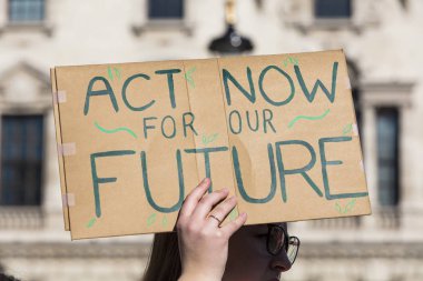 Londra, İngiltere - 15 Şubat 2019: Protestocular Mart İklim için Gençlik grev