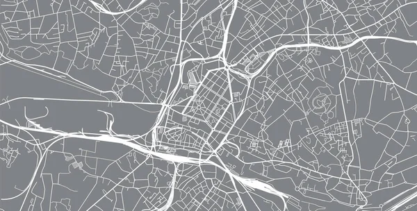 Mapa da cidade de vetores urbanos de Charleroi, Bélgica — Vetor de Stock