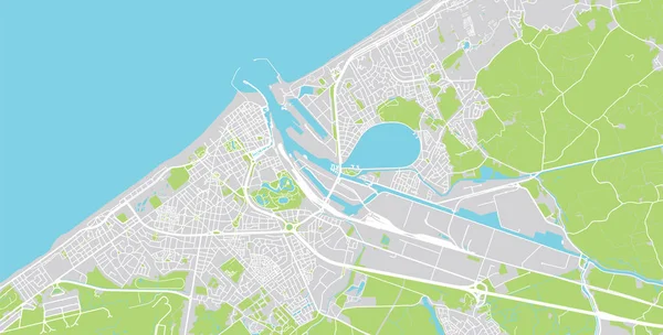 Mapa urbano de Ostende, Bélgica — Vector de stock