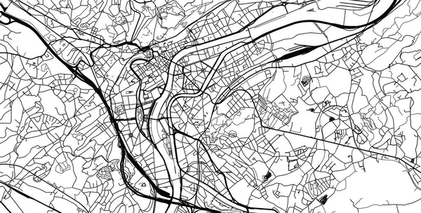 Mapa da cidade de vetores urbanos de Liege, Bélgica — Vetor de Stock