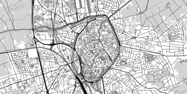 Kentsel vektör şehir haritası, Bruges, Belçika