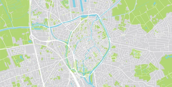 Wektor Mapa miasta Brugia, Belgia — Wektor stockowy