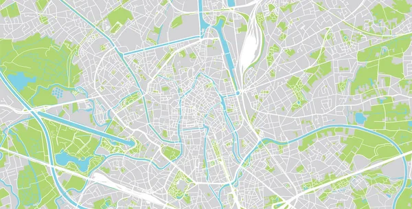 Városi vektoros Térkép és Gent, Belgium — Stock Vector