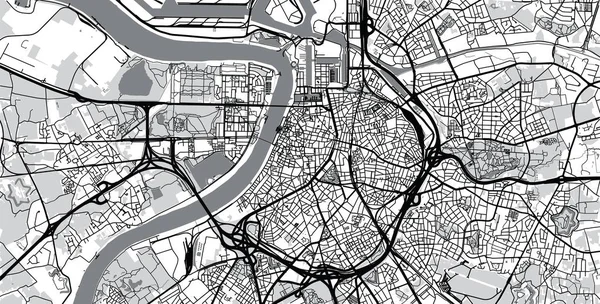 Mapa da cidade de vetor urbano de Antuérpia, Bélgica — Vetor de Stock