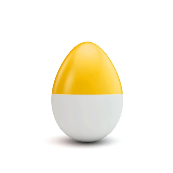 Velikonoční vajíčko s žlutým a bílým vzorem. 3D vykreslování — Stock fotografie
