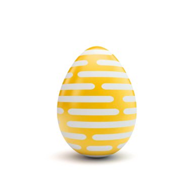 Sarı ve beyaz desenli Paskalya yumurtası. 3D render