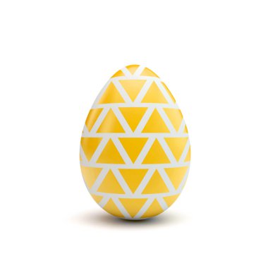 Sarı ve beyaz desenli Paskalya yumurtası. 3D render