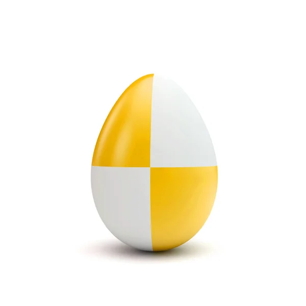 Huevo de Pascua con patrón amarillo y blanco. Renderizado 3D —  Fotos de Stock