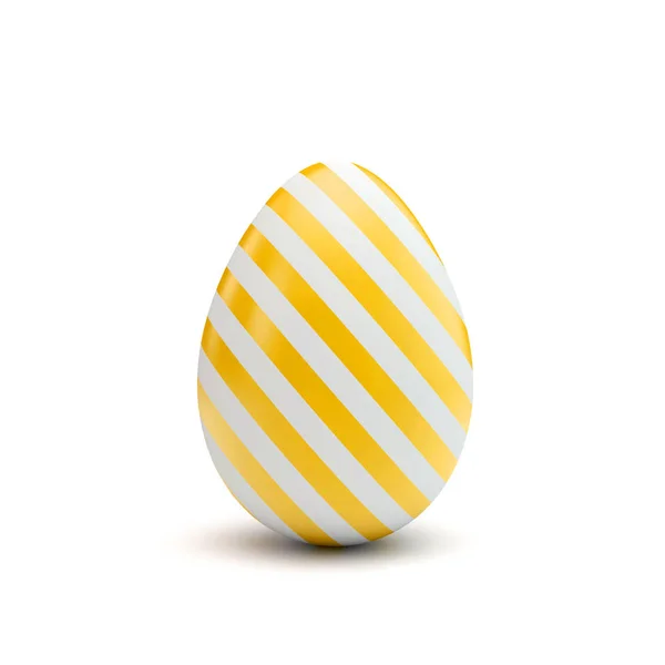 Ovo de Páscoa com padrão amarelo e branco. Renderização 3D — Fotografia de Stock