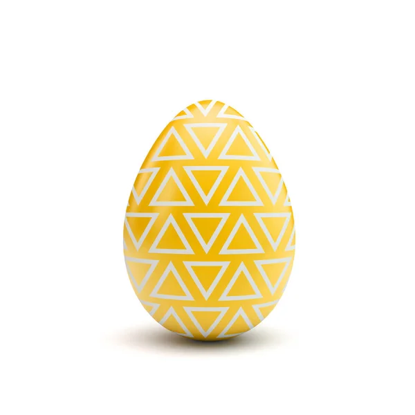 Œuf de Pâques avec motif jaune et blanc. Rendu 3D — Photo