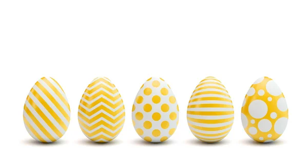 Une ligne d'œufs de Pâques avec des motifs décorés colorés — Photo
