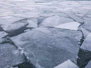 Kırık buz okyanus yüzeyinin üzerinde. Küresel warnimg kavramı