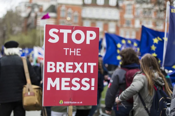 Лондон, Великобританія - 13 березня 2019: анти brexit прихильників протестують у Вестмінстері — стокове фото