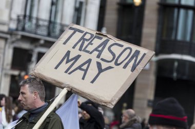 Londra, İngiltere - 13 Mart 2019: AB bırakmak kampanya Brexit destekçileri