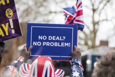 Londra, İngiltere - 13 Mart 2019: AB bırakmak kampanya Brexit destekçileri