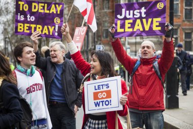 Londra, İngiltere - 13 Mart 2019: AB bırakmak kampanya Brexit destekçileri