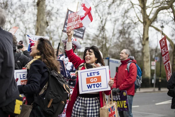 Londra, İngiltere - 13 Mart 2019: AB bırakmak kampanya Brexit destekçileri — Stok fotoğraf