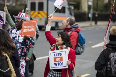 Londra, İngiltere - 13 Mart 2019: AB bırakmak kampanya Brexit destekçileri