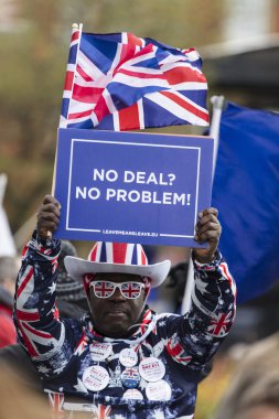 Londra, İngiltere - 13 Mart 2019: AB bırakmak kampanya Brexit destekçileri