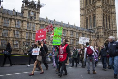 Londra, İngiltere - 13 Mart 2019: AB bırakmak kampanya Brexit destekçileri