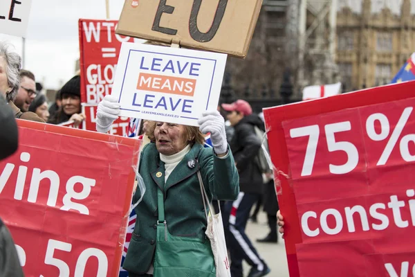 LONDRES, Royaume-Uni - 13 mars 2019 : Les partisans du Brexit font campagne pour quitter l'UE — Photo