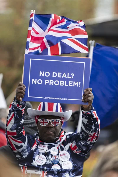 London, Storbritannien - 13 mars 2019: Brexit supportrar kämpar för att lämna Eu — Stockfoto