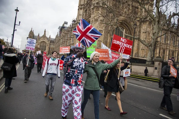 Londra, İngiltere - 13 Mart 2019: AB bırakmak kampanya Brexit destekçileri — Stok fotoğraf