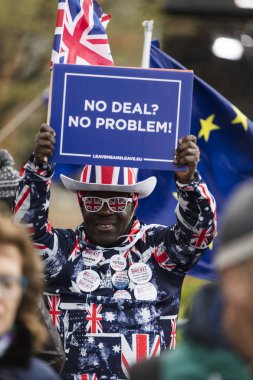 Londra, İngiltere - 13 Mart 2019: AB bırakmak kampanya Brexit destekçileri